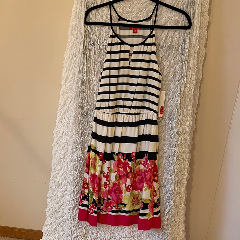 ELLE Reezy South Beach stripe floral dress NWT